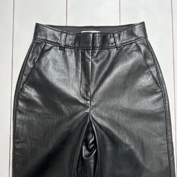 Babaton Command Cropped Mid-rise Vegan Leather Pant SIZE 00 Black Trousers - Picture 7 of 14